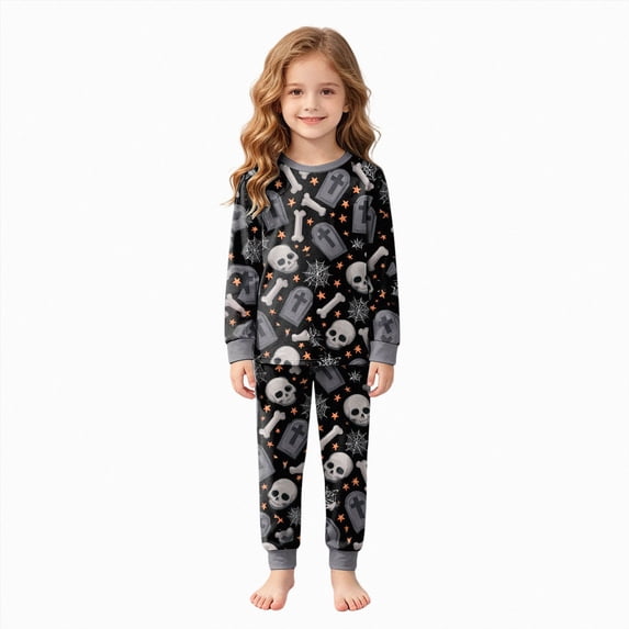 Leey-World Halloween Pjs Toddler Girl Baby 2-piece Pajamas Toddler Boys and Girls Halloween Pjs Toddler Long Sleeve Jammies Kids Sleepwear