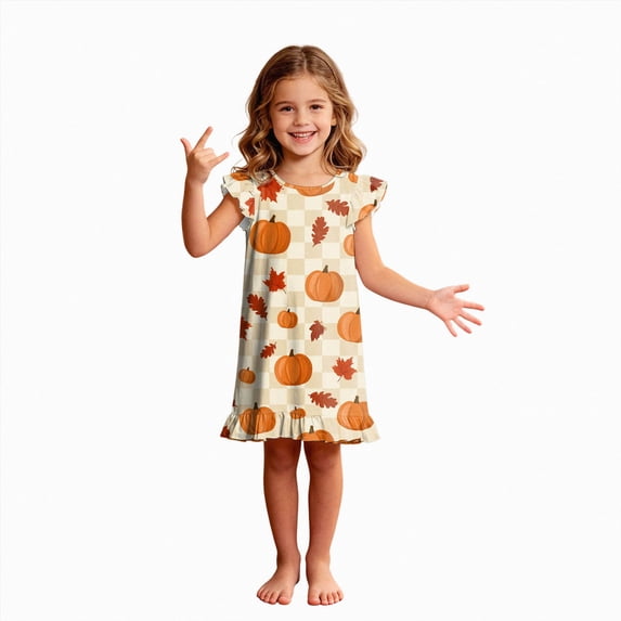 Leey-World Halloween Pjs Toddler Girls Nightgowns Toddler Princess Soft Halloween Print Pajamas Sleep Dress for Kids
