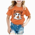 thumbnail image 1 of Leey-World Halloween Shirt for Kids Kids Girls Halloween Print T Shirt Short Sleeve Tee Crewneck Casual Fit Basic Shirts(Orange,6-7 Years), 1 of 5