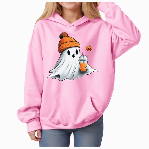Leey-World Halloween Sweatshirts for Girls Casual Long Sleeve Hoodies Girls Funny Graphic Hooded Sweatshirt