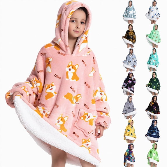 Leey-World Hoodie for Kids 6-12Y Oversized Animal Hooded Sweatshirt with Pockets, Soft Comfortable Warm Fleece for Halloween Christmas Girl Pajama 1t 2t 3t 4t 5t 6t(Grey,7-16 Years)