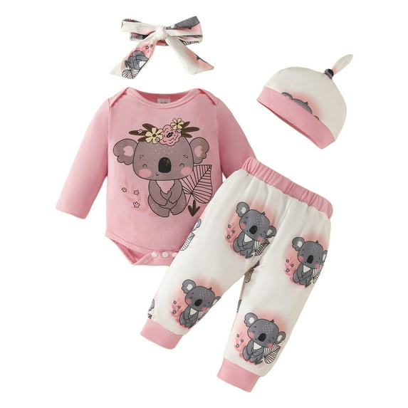 Leey-World Infant Girls Clothes Fashion Kids Toddler Girl Outfit Fall Long Sleeve Pants Headband Clothes Outfits(Pink,12-18 Months)