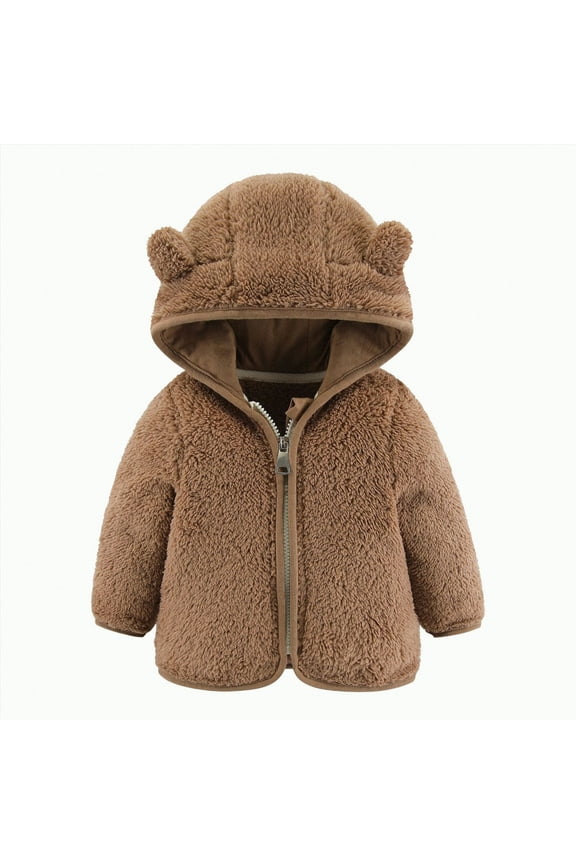 Infant Winter Jacket Baby Boy Winter Fleece Coat Toddler Girl Jacket Infant With Hood Panda Outerwear(Coffee,6-12 Months)