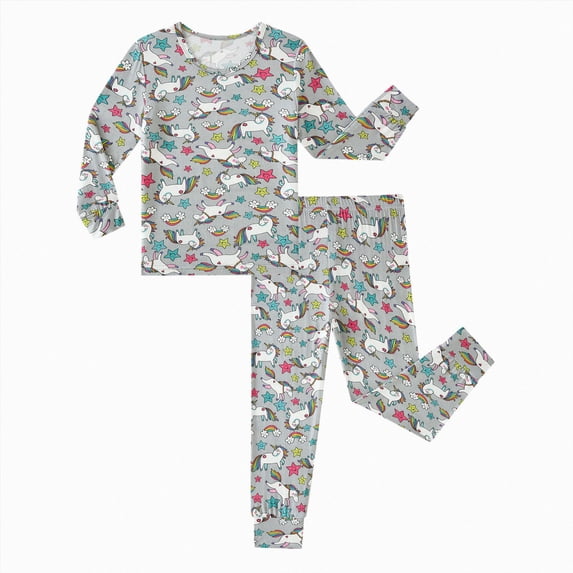 Leey-World Kids Bamboo Viscose Pajamas Set Boy/Girls Toddler Pjs Soft Breathable Lightweight Long Sleeve Pajamas Set for All-Season(Grey,4-5 Years)