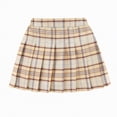thumbnail image 1 of Leey-World Kids Girls Plaid Pleated Skirts High Waist Knee Length A-Line Mini Skirt Scooter Skirt School Uniform(Khaki,11-12 Years), 1 of 9