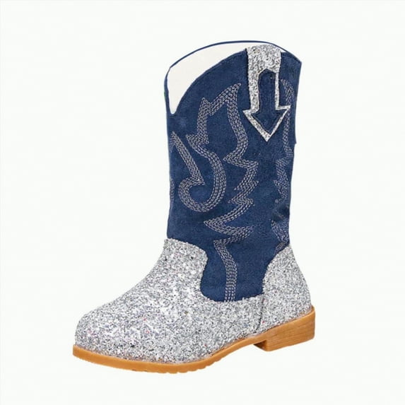 Leey-World Kids' Hiking Work Boots for Boys Girls, Waterproof Outdoor Ankle Boots with Hook and Loop Toddler Cowgirl Boots(Silver,1.5)