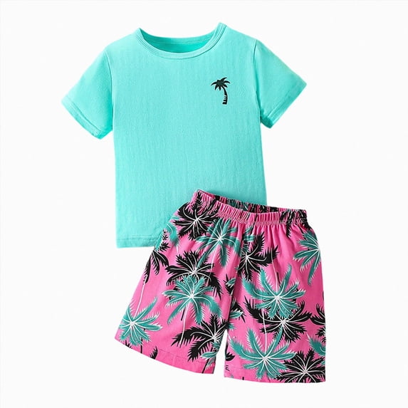 Leey-World Kids Outfit Sets Boys 5t Boys 2 Piece Athletic Outfits Short Sleeve Sport T-shirt and Shorts Summer Casual Clothes for 6-12 Years Boys Outfit Sets Size 6(Green,9-10 Years)