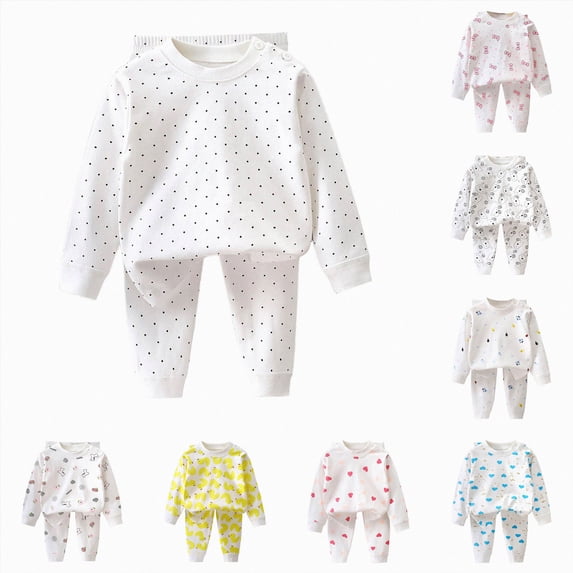 Leey-World Kids Pjs Girls 1t 2t 3t 4t 5t 6t Boys Girls Pajamas Sets Kids 2-Piece Sleepwear Cotton Raglan Long Sleeve Casual Clothes(Light Pink,5-6 Years)