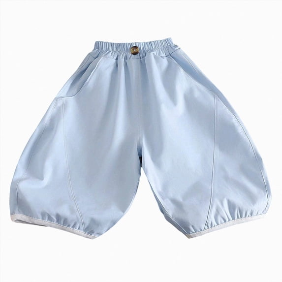 Leey-World Kids Summer Casual Pants Girls Elastic Waist, Comfortable Loose-Fit Pants(Blue,18-24 Months)