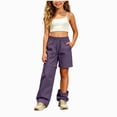 thumbnail image 1 of Leey-World Lightweight Cargo Pants for Girls Kid Convertible Water-Resistant Zip-Off Outdoor Pants with Drawstring & Pockets(Purple,9-10 Years), 1 of 6