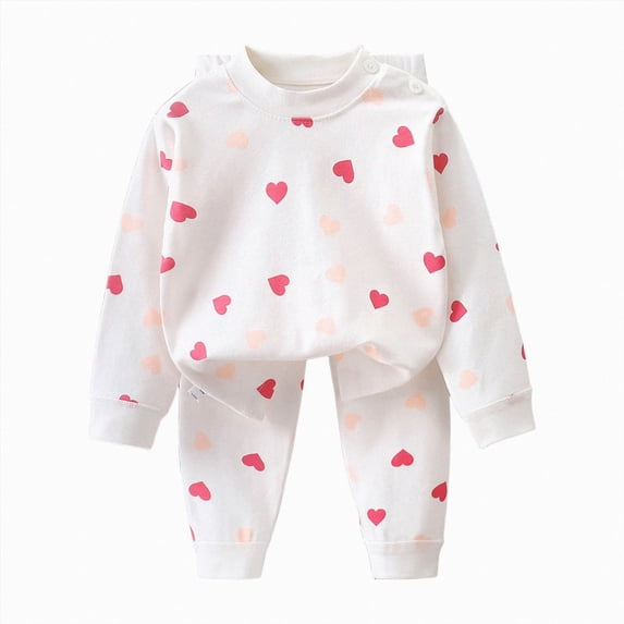 Leey-World Little Girls Pajamas 1t 2t 3t 4t 5t 6t Baby Boys' 2-Piece Long Sleeve Tee and Pants Organic Cotton Pajama Set(Red,9-12 Months)