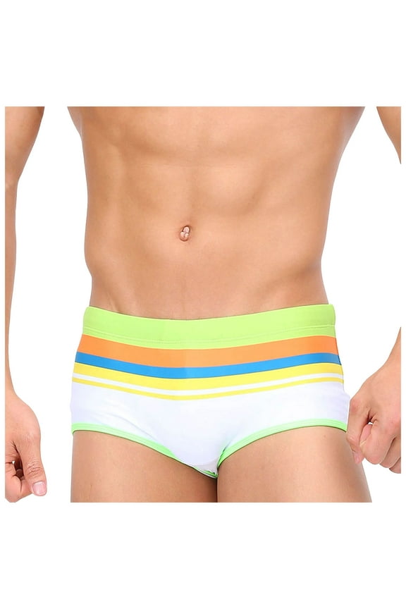 Men Swimwear Sexy Swimsuit Brazilian Cut Swim Boxer Briefs Trunks Bikini Mens Swimwear Briefs(Green,2XL)