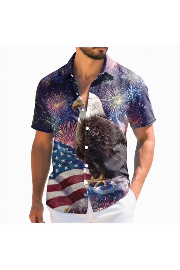Men's 250 Anniversary Shirts American Flag Shirts for Men: 4th of July Hawaiian Shirt Patriotic Button Down 250 Anniversary USA Outfits(Purple,XL)