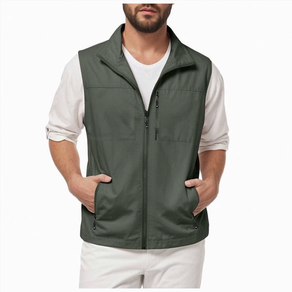 Leey-World Men's Lightweight Softshell Vest Windproof Sleeveless Jacket for Travel Hiking Running Golf(AG,M)