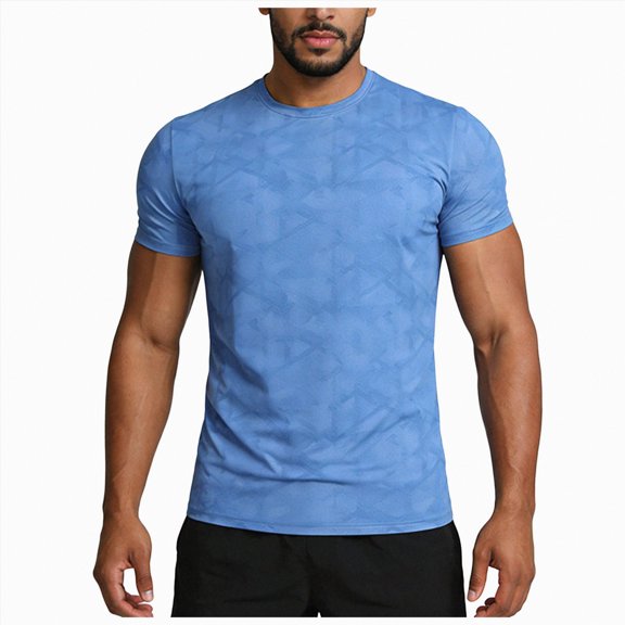 Leey-World Men's Muscle Slim Henley Shirts Crewneck Longline T-Shirt Gym Workout Athletic Shirt Tees with Button T Shirts Men(Blue,M)