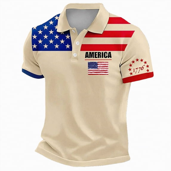 Leey-World Mens 4th Of July Shirt Men's 4th of July Shirt 2026 American Flag 250th Anniversary T-Shirt USA Patriotic Independence Day Top Star Stripes Tee(Beige,2XL)