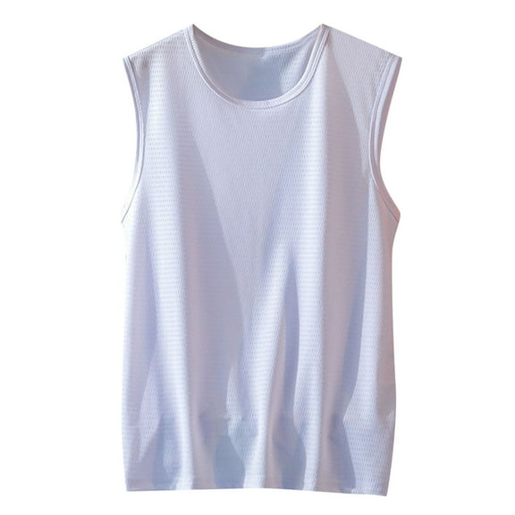 Leey-World Mens Compression Tank Top Men's Cotton Sleeveless Moisture Wicking Tank with Odor Control White,XL