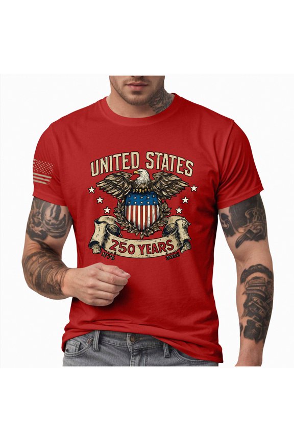 Mens Flag Shirt America 250th Anniversary 1776 2026 250 Year Men Women Kids T-Shirt(Red,S)