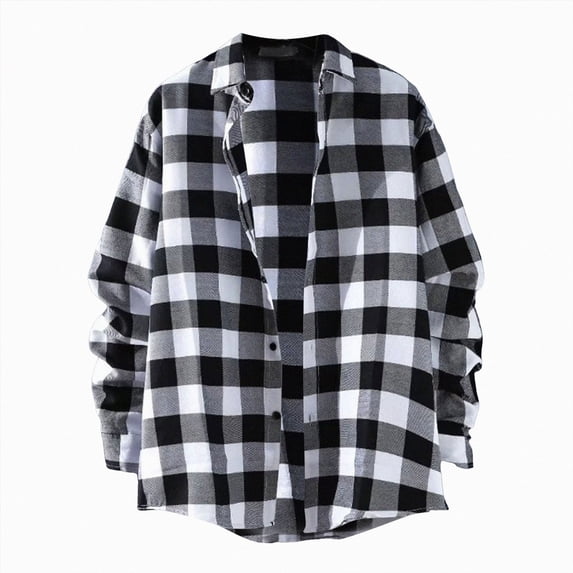 Leey-World Mens Flannel Shirts Long Sleeve Lightweight Plaid Shirt Casual Button Down Shirts Jacket(White,3XL)