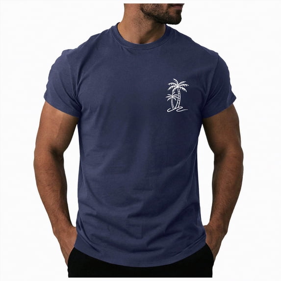 Leey-World Mens Oversized T-Shirts Fashion Loose Fit Crewneck Tshirt Streetwear Heavyweight Short Sleeve Tee Shirt Gym Workout Tops Men T Shirt(Navy,M)