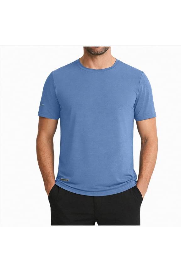 Mens T-Shirts Men's Big and Tall Shirts – Stretch T-Shirt for Casual Wear(Light Blue,6XL)