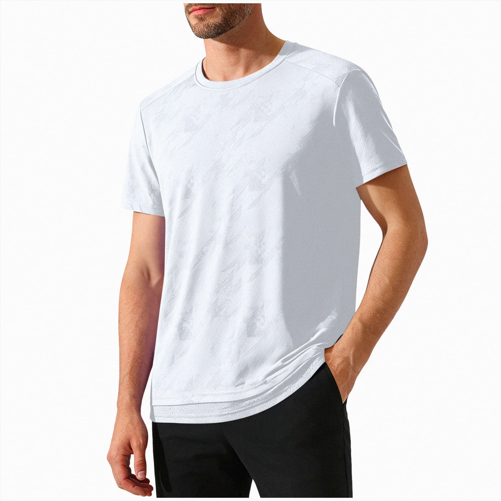 Leey-World Mens Tee Shirts Men's Regular-Fit Short-Sleeve Crewneck T ...