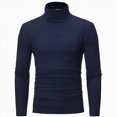 thumbnail image 1 of Leey-World Mens Turtleneck Shirts Slim Fit Shirt Tops Lightweight Pullover Thermal Sweater Casual Long Sleeve Shirt(Navy,M), 1 of 1