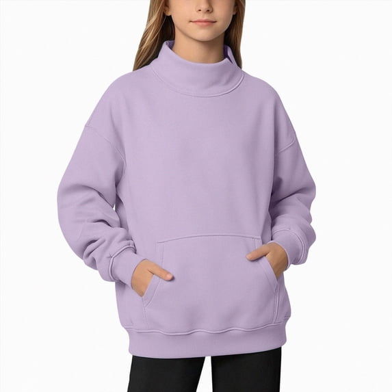Leey-World Mock Neck Sweatshirt Girls Fall Oversized Turtleneck Lightweight Pullover Teens Long Sleeve Sweatshirts
