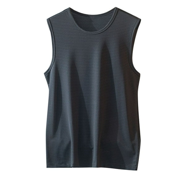 Leey-World Muscle Shirts for Men Mens Sleeveless Shirts Men's Running Tank Top Sleeveless Workout Athletic Gym Sports Beach Shirts Black,2XL