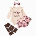 thumbnail image 1 of Leey-World My First Football Season Baby Girl Outfit Newborn Long Sleeve Romper Layered Tutu Skirt Headband Socks 4Pcs Sets(Beige,3-6 Months), 1 of 9