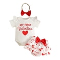 thumbnail image 1 of Leey-World Newborn Outfit Baby Girl Going Home Outfit Ruffle Ribbed Romper Top Floral Shorts Set Cute Summer Clothes(Watermelon Red,9-12 Months), 1 of 6