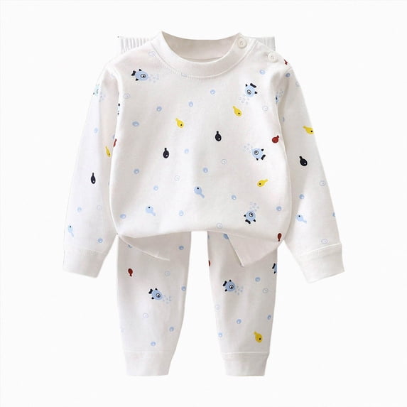 Leey-World Pajamas for Girls 1t 2t 3t 4t 5t 6t Pajamas Toddler Boys Girls Pajama Set 2-Piece Long Sleeve Tee and Pants Kids Fall Clothes Sleepwear Pj Set(Beige,3-4 Years)