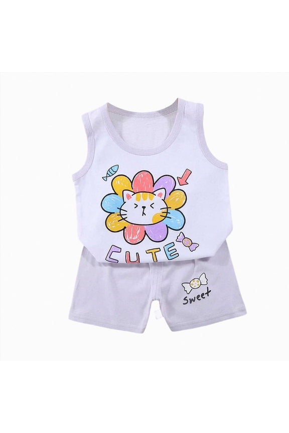 Pajamas Toddler Girl Toddler Short Sleeve Pajamas Set Boys' Sleepwear for Toddlers Girls Summer Clothes Home Clothes Pajamas(Light Purple,5-6 Years)