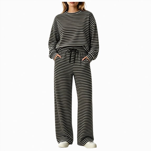 Leey-World Petite Lounge Sets for Women Ladies' Outfit Women 2 Piece Outfits Sweatsuit Sweatshirt Jogger Sweatpants Tracksuit Lounge Set Clothes