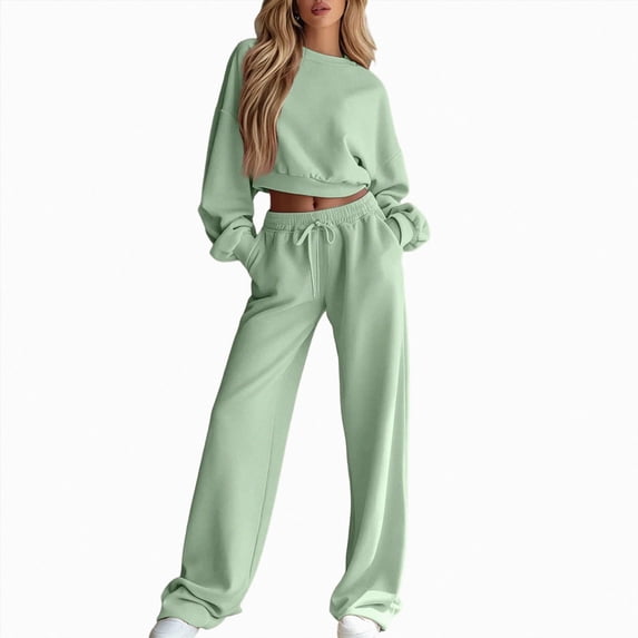 Leey-World Petite Lounge Sets for Women Ladies' Outfit Women 2 Piece Outfits Sweatsuit Sweatshirt Jogger Sweatpants Tracksuit Lounge Set Clothes