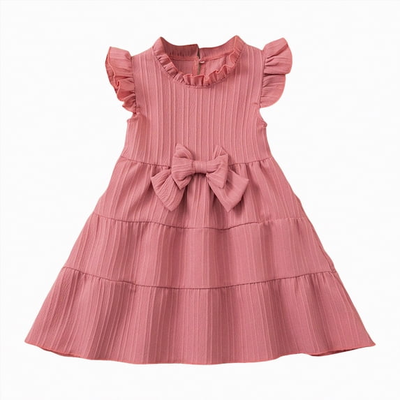 Leey-World Princess Girl Casual Dress Polka Dots Toddler Layered Tulle Kids Knit Clothing(Pink,6-7 Years)