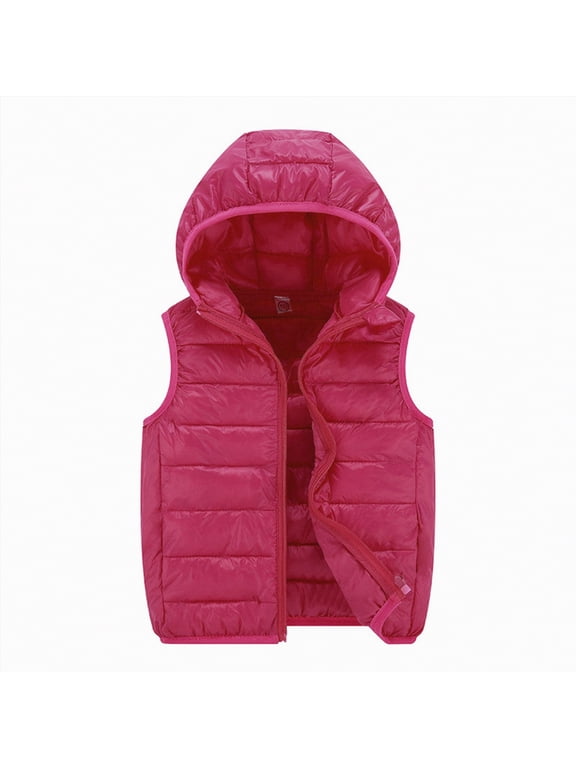 Puffer Vest Girls Child Kids Toddler Baby Boys Girls Sleeveless Winter Solid Coats Jacket Vest Outer Outwear Outfits Clothes Bobble Jacket(Hot Pink,12-15 Years)