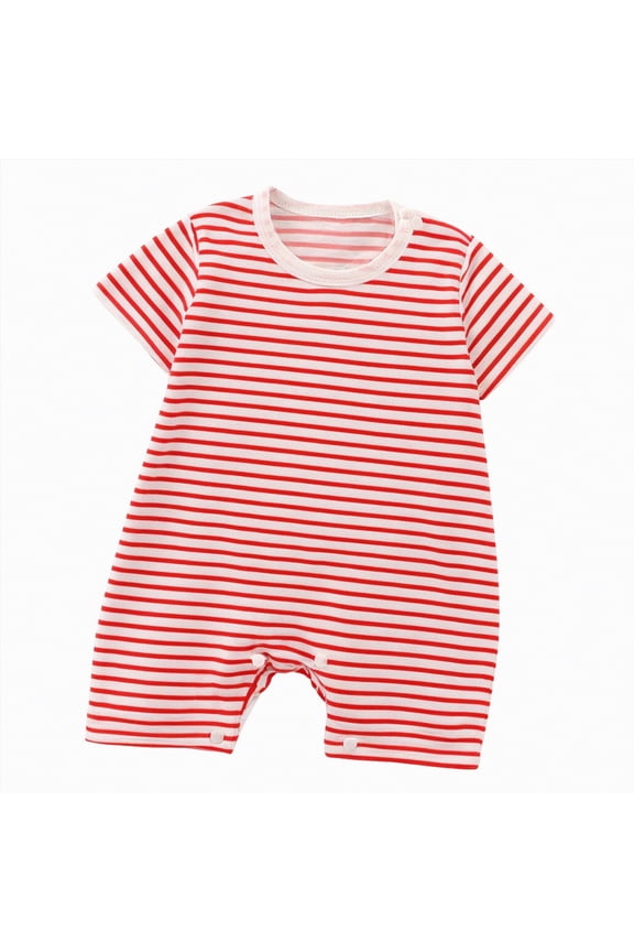 Romper for Baby Boy Baby-boys Jumpsuit,Cotton One-piece Romper Short Sleeve Shortall Coverall(Red,12-18 Months)