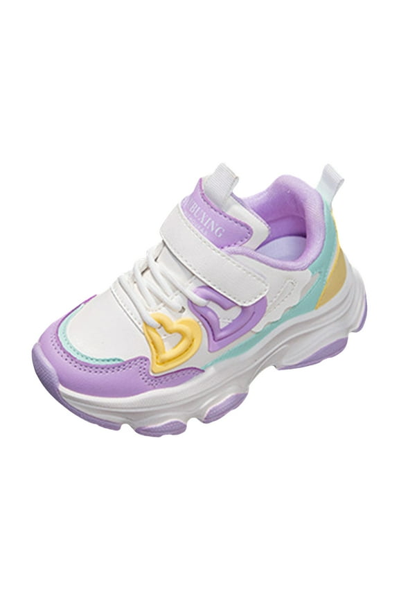 Running Shoes Sneaker for Girls Toddler Girls Casual Shoes Breathable Lightweight Hook and Loop Sneakers for Child(Purple,12.5)