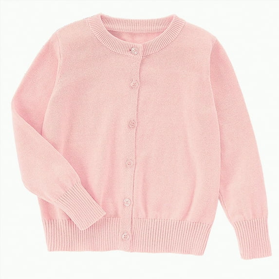 Leey-World School Uniforms for Girls Girls Cardigan Sweater School Uniforms Button Long Sleeve Knit Tops(Pink,11-12 Years)