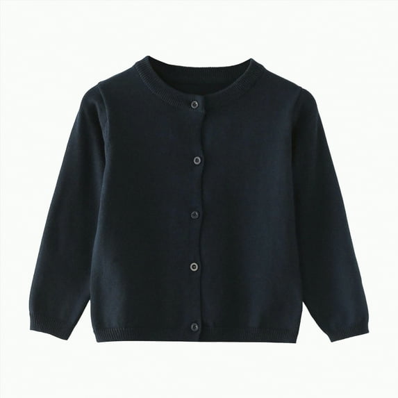 Leey-World School Uniforms for Girls Girls Cardigan Sweater School Uniforms Toddler Long Sleeve Button Knit Solid Sweaters Tops(Navy,6-12 Months)