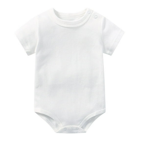 Leey-World Short Sleeve Onesies Girl Baby Onsies Solid Baby Bodysuit Romper Blank for Girls Baby Onesies(White,6-9 Months)