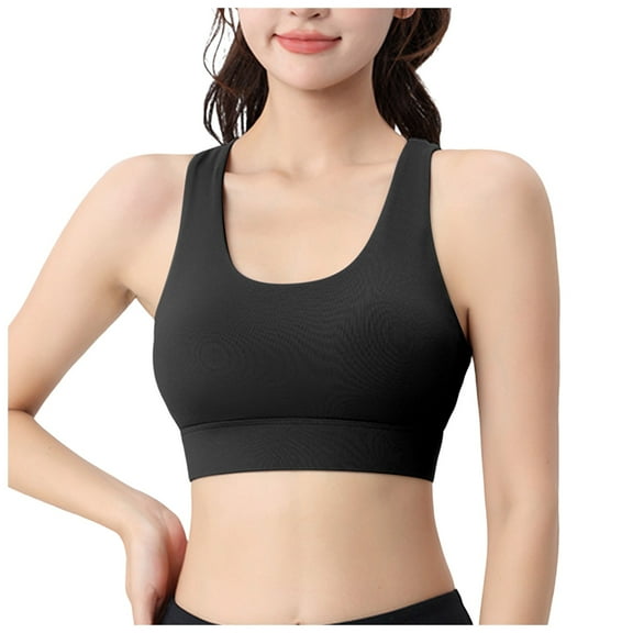 Leey-World Sports Bras for Women Pack V-Neck Sports Bras for Women - Adjustable Thin Straps Padded Yoga Top Basic Wireless Camisole Black,S