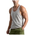 thumbnail image 1 of Leey-World Stringer Tank Top Men Mens Tank Tops Big and Tall, Men's Sleeveless Tank Tops Crewneck Solid Loose Fit Shirt Khaki,3XL, 1 of 6