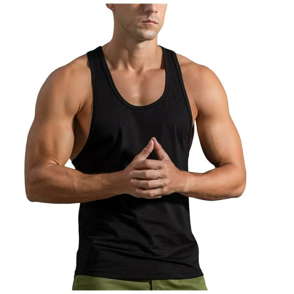 Leey-World Stringer Tank Top Men Sleeveless Gym Shirt Men Men's Workout Tank Top Casual Soft Sleeveless Gym Muscle Shirts Bodybuilding Tee Black,3XL