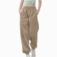 thumbnail image 1 of Leey-World Sweat Pants Girls Girls Sweatpants Kids Wide Leg Loose Athletic Sweat Pants Lightweight Drawstring Elastic Waist Joggers with Pocket(Khaki,11-12 Years), 1 of 5