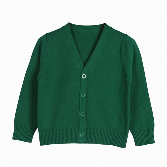 Leey-World Sweaters for Girls Girls Crewneck Cardigan Long Sleeve Children Button Cotton Sweater Uniform Sweaters for Little Girls(Green,4-5 Years)