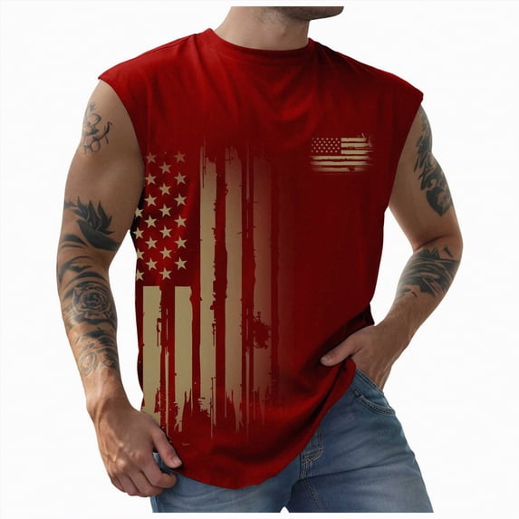 Leey-World Tank Tops Men 250 Years American 1776 2026 250th USA Patriotic 4th of July T-Shirt(Red,XL)