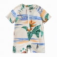 thumbnail image 1 of Leey-World Toddler Baby Boy Girl Swimsuit Shark Print Bathing Suit Short Sleeve Zipper One Piece Rash Guard Infant Swimwear(White,6-12 Months), 1 of 6