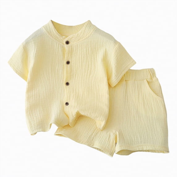 Leey-World Toddler Baby Boys Summer Outfits Short Sleeve Cartoon Print T-Shirt Tops & Shorts Sets 2Pcs Baby Boys Summer Clothes for 1t 2t 3t 4t 5t 6t(Light Yellow,3-4 Years)